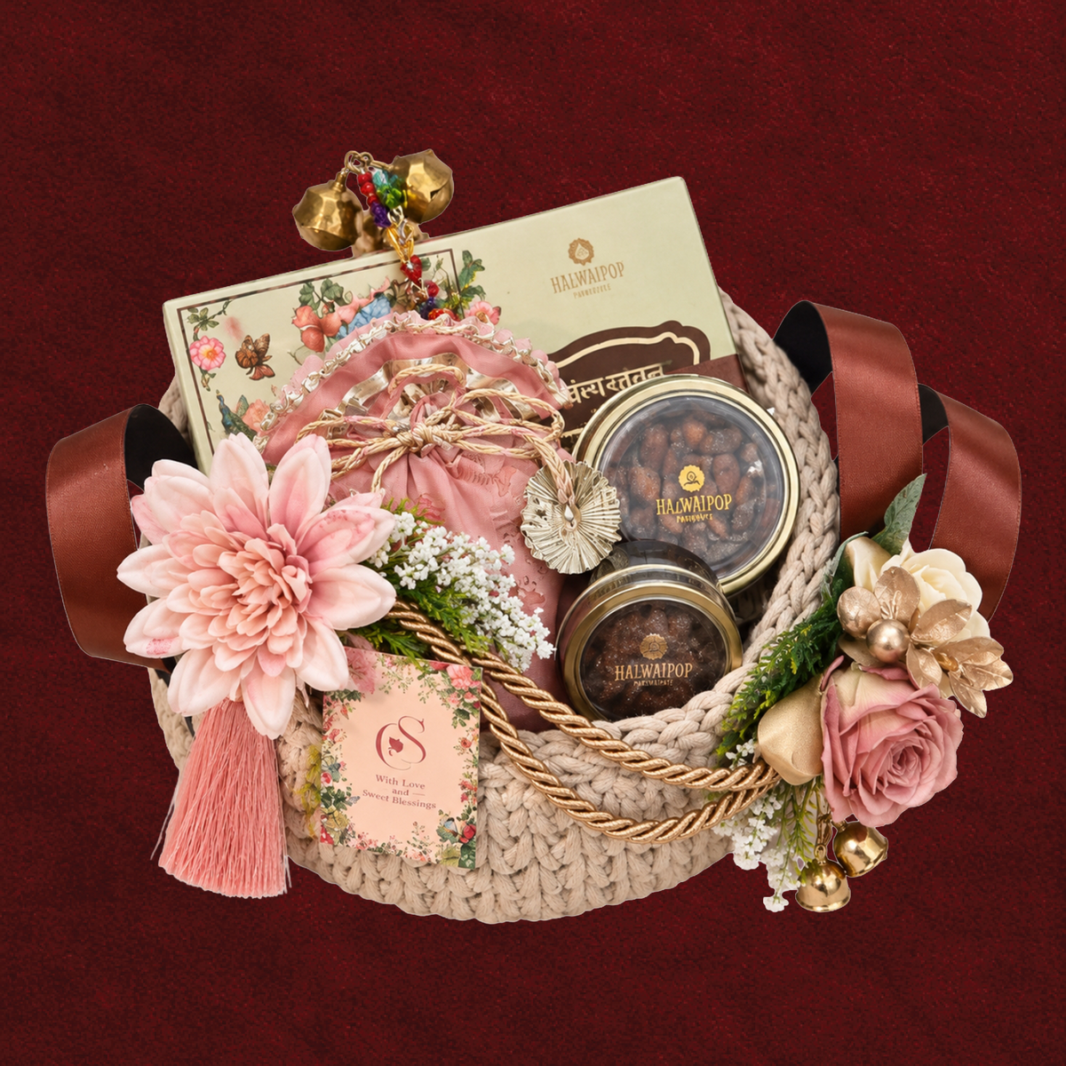 Crochet Basket with Leather Straps