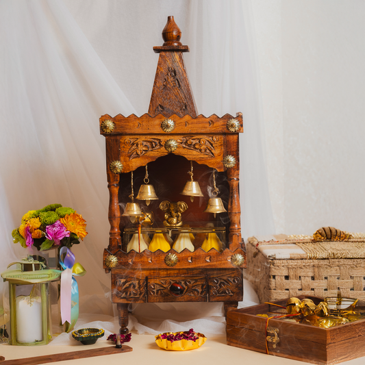 Mandir With Brass Ganesh Ji