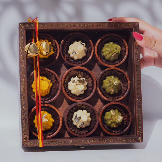 WOODEN MODAK BOX-Box Of 9