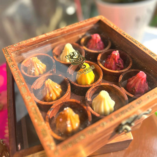 Wooden Gold Mantra Box - 9 Modaks